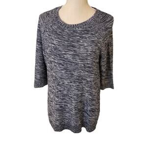 Lumiere Marled Split Back 3/4 Sleeve Sweater, S